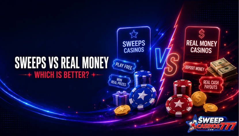 Sweepstakes casinos compared with real money casinos
